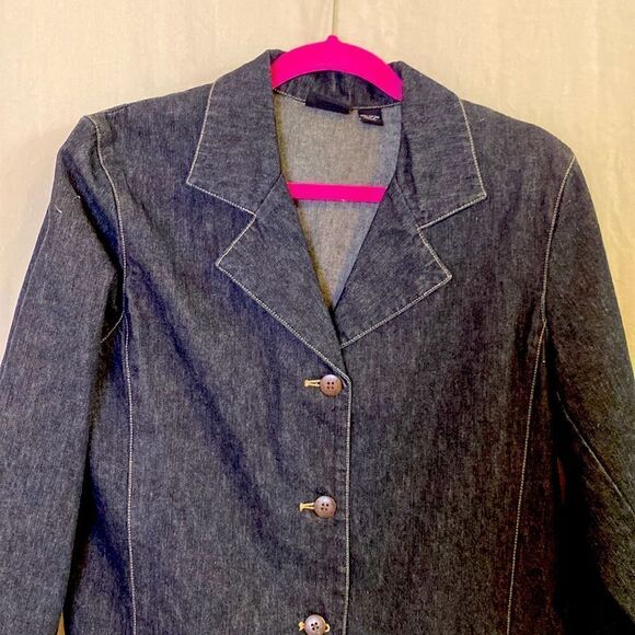 Chico’s Denim Blazer Jacket NWOT Size 1 - Picture 2 of 7